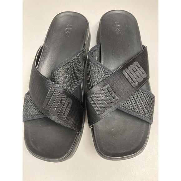 UGG Women's Black Cris Cross Logo Platform Slide Size 7 - Picture 4 of 5